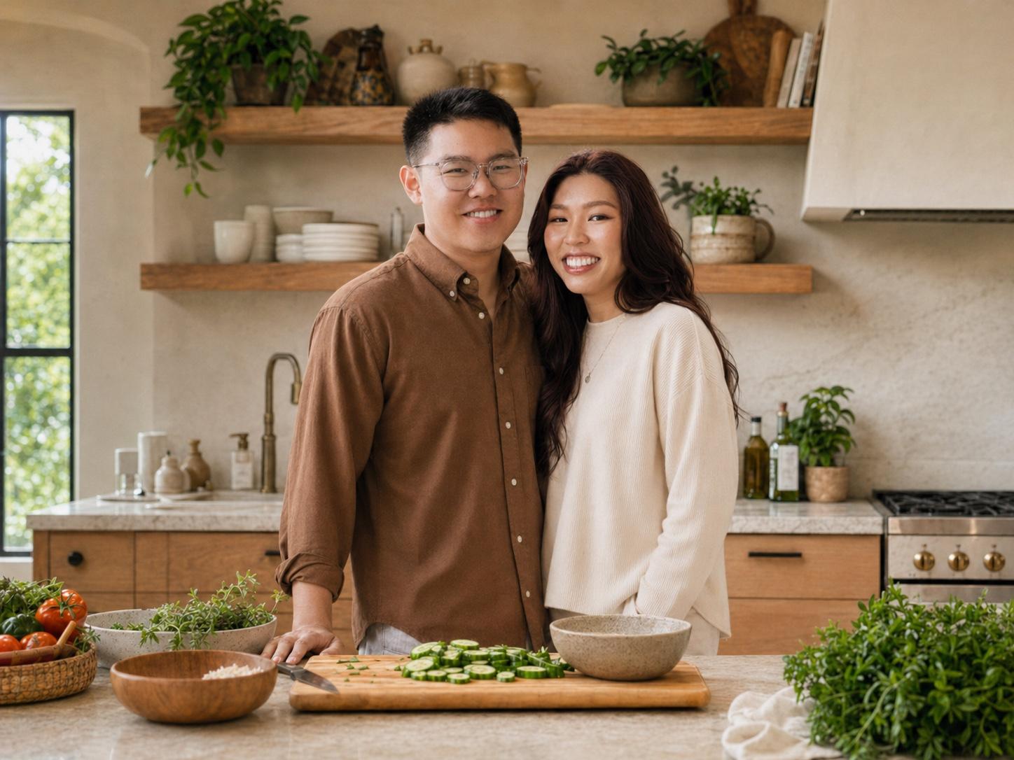 Vinny and Joyce, co-founders of Whisq, in their kitchen